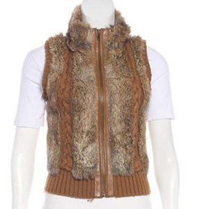 Vintage BCBG Rabbit Fur and Cable Knit Vest - S